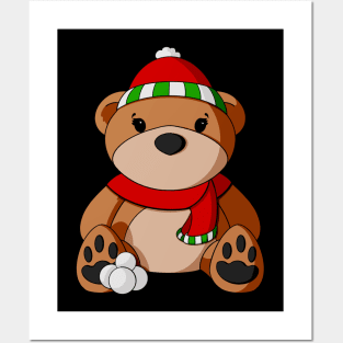 Snowball Fight Teddy Bear Posters and Art